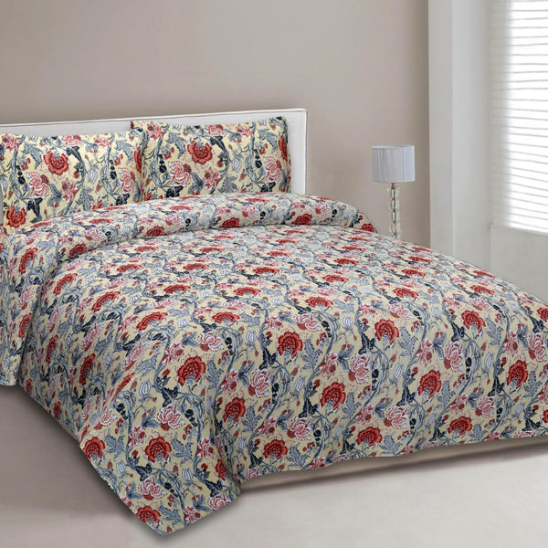 EasyGoods® Premium Sunflower Red Anokhi Printed Cotton Bedsheet – Authentic Traditional Style - EasyGoods India