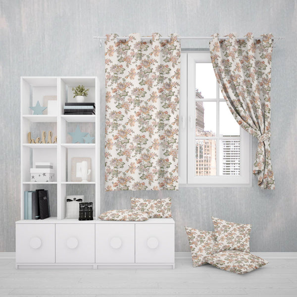 EasyGoods® Premium 240 TC 100% Cotton Anokhi Floral Gold Curtains for Door Windows with Grommets for Living Room Bedroom