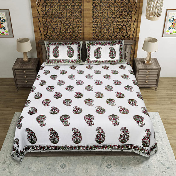 Premium Cotton Jaipuri Printed Double Bedsheet with 2 Pillow Covers