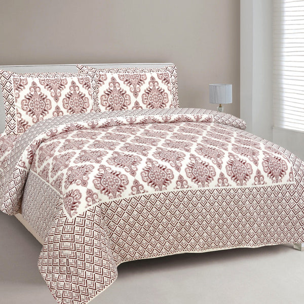 VIRAT DESIGN Printed Cotton Bedsheet With 2 Pillow Cover