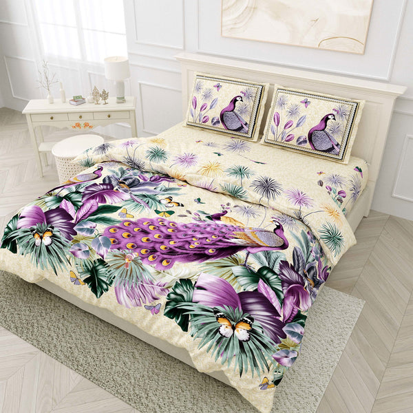 100% Cotton300 TC King Size Ultra Smooth Colorful Floral Bedsheet with 2 Pillow Covers | Hawaii - EasyGoods India