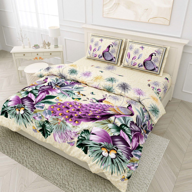 100% Cotton300 TC King Size Ultra Smooth Colorful Floral Bedsheet with 2 Pillow Covers | Hawaii - EasyGoods India