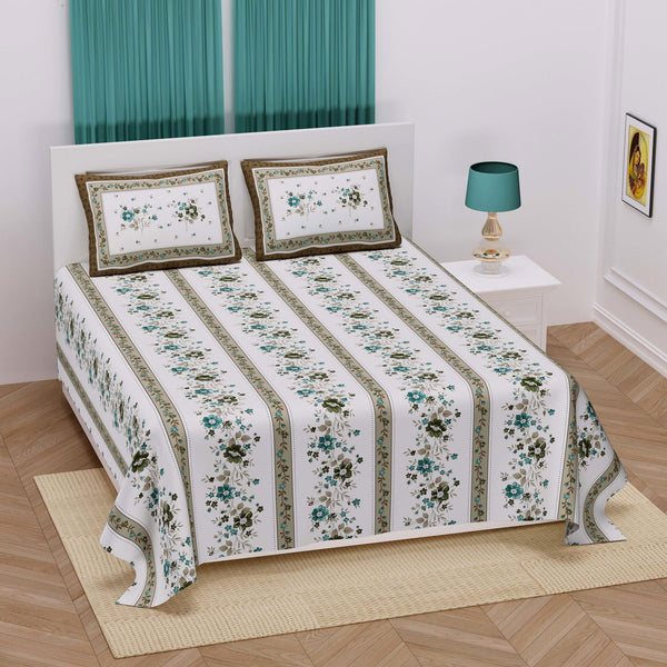 100% Cotton 240 TC King Size Bedsheet with 2 Pillow Covers | Petals - EasyGoods India