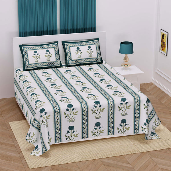100% Cotton 240 TC King Size Bedsheet with 2 Pillow Covers | Petals - EasyGoods India