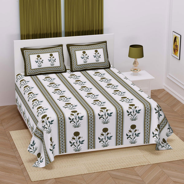 100% Cotton 240 TC King Size Bedsheet with 2 Pillow Covers | Petals - EasyGoods India
