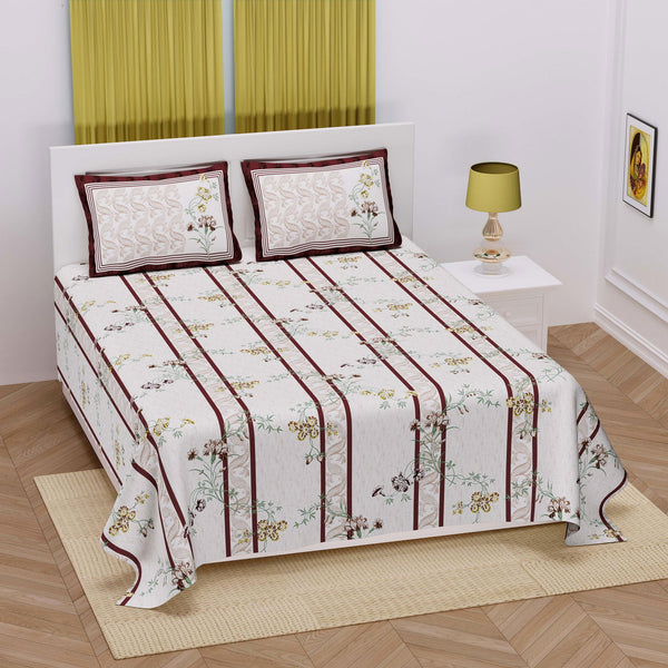 100% Cotton 240 TC King Size Bedsheet with 2 Pillow Covers | Petals - EasyGoods India
