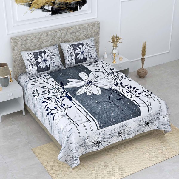 100% Cotton 240 TC King Size Bedsheet with 2 Pillow Covers | Rimsha - EasyGoods India
