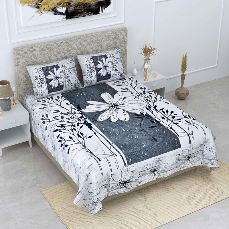 100% Cotton 240 TC King Size Bedsheet with 2 Pillow Covers | Rimsha - EasyGoods India