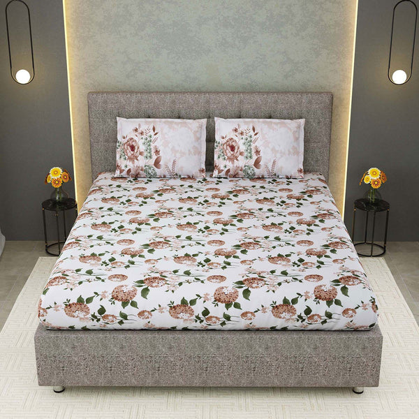 100% Cotton 320 TC King Size Floral Bedsheet with 2 Pillow Covers | Daisy - EasyGoods India