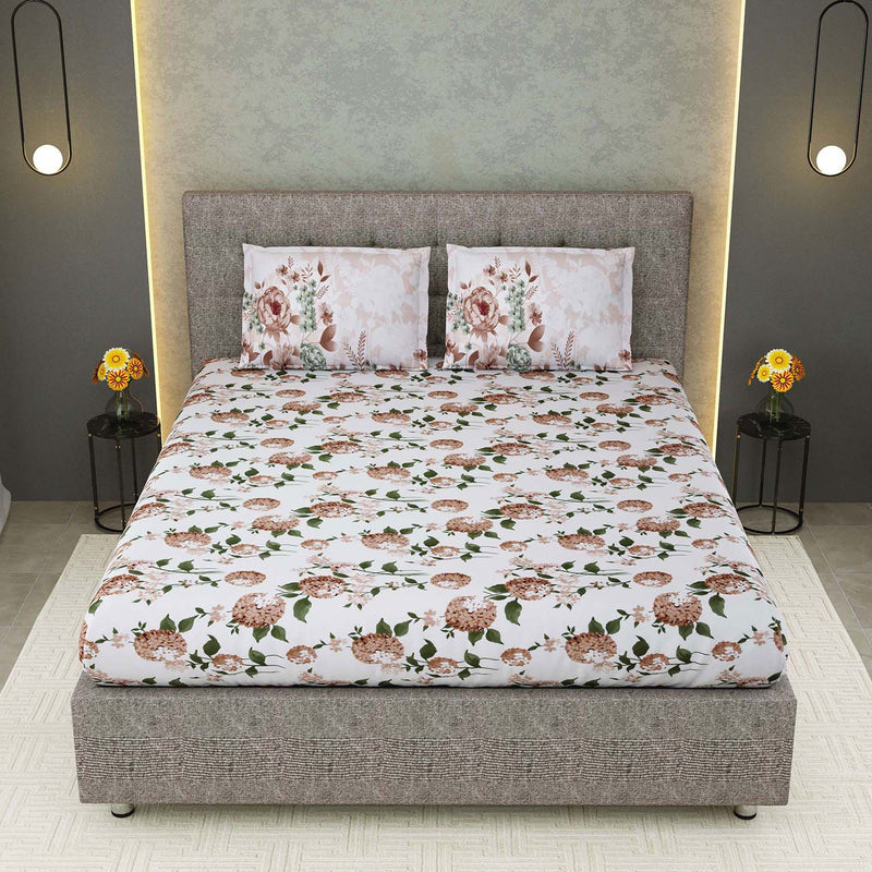 100% Cotton 320 TC King Size Floral Bedsheet with 2 Pillow Covers | Daisy - EasyGoods India
