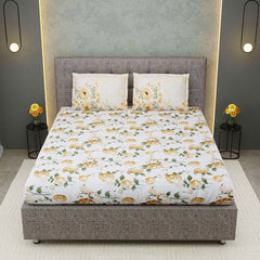 100% Cotton 320 TC King Size Floral Bedsheet with 2 Pillow Covers | Daisy - EasyGoods India