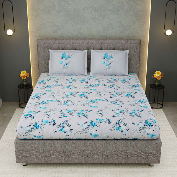 100% Cotton 320 TC King Size Floral Bedsheet with 2 Pillow Covers | Daisy - EasyGoods India