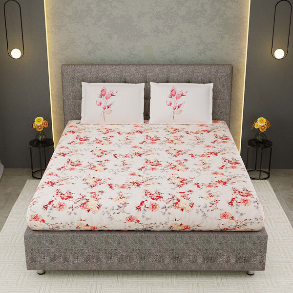 100% Cotton 320 TC King Size Floral Bedsheet with 2 Pillow Covers | Daisy - EasyGoods India