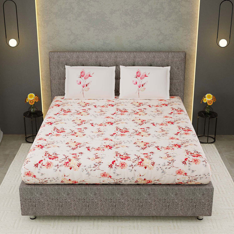 100% Cotton 320 TC King Size Floral Bedsheet with 2 Pillow Covers | Daisy - EasyGoods India