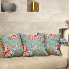 Aqua Green Anokhi Cotton Cushion Covers - 16x16 Inches
