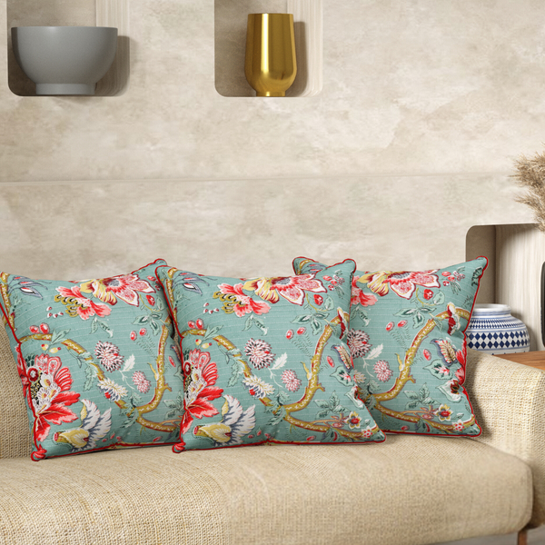 Aqua Green Anokhi Cotton Cushion Covers - 16x16 Inches