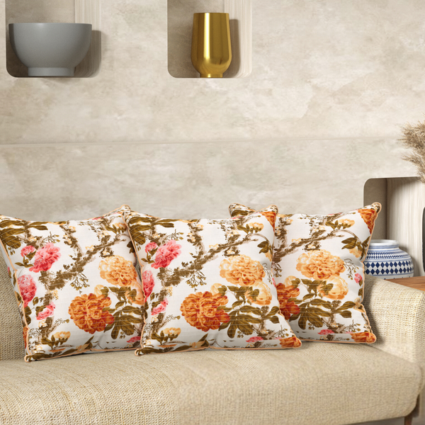 Sunflower Yellow Anokhi Cotton Cushion Covers - 16x16 Inches
