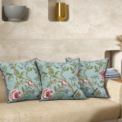 Aquatic Green Anokhi Cotton Cushion Covers - 16x16 Inches