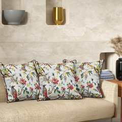 Peacker Cream Anokhi Cotton Cushion Covers - 16x16 Inches