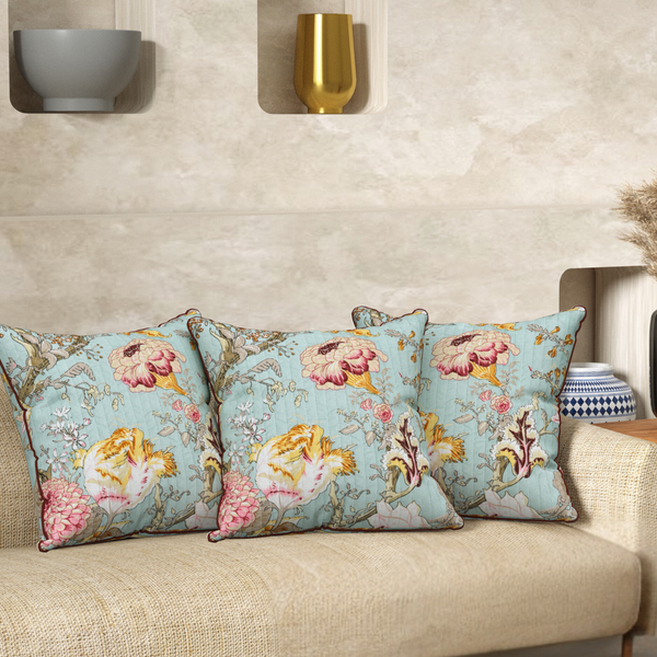 Fade Floral Anokhi Cotton Cushion Covers - 16x16 Inches