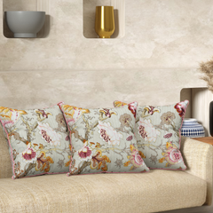 Floral Olive Anokhi Cotton Cushion Covers - 16x16 Inches