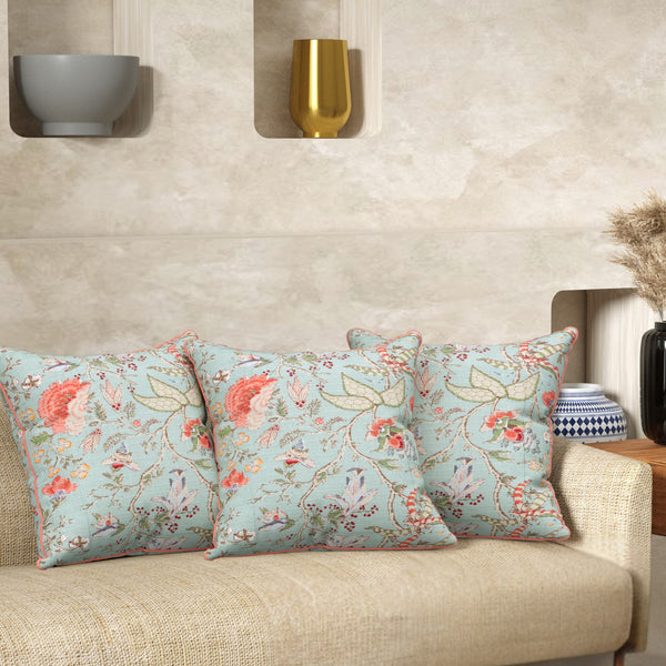 Sea Green Anokhi Cotton Cushion Covers - 16x16 Inches
