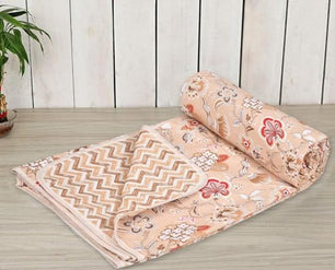 EasyGoods® Premium Pure Cotton Jaipuri Dohar - 84 x 88 inch (Floral Cream)