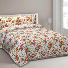 EasyGoods® Premium Floral Orange Anokhi Printed Cotton Bedsheet – Authentic Traditional Style - EasyGoods India