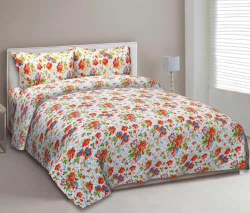 EasyGoods® Premium Floral Orange Anokhi Printed Cotton Bedsheet – Authentic Traditional Style - EasyGoods India