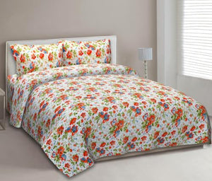 EasyGoods® Premium Floral Orange Anokhi Printed Cotton Bedsheet – Authentic Traditional Style - EasyGoods India