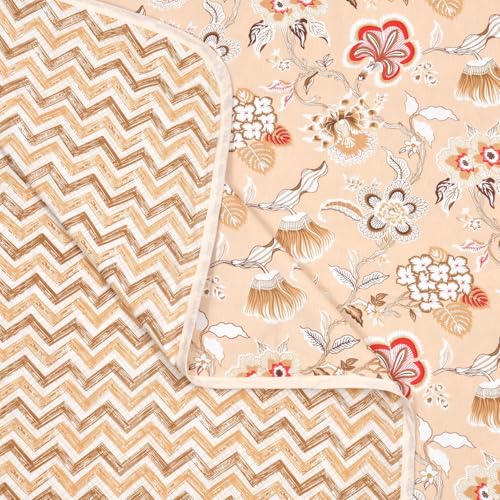 EasyGoods® Premium Pure Cotton Jaipuri Dohar - 84 x 88 inch (Floral Cream)