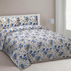 EasyGoods® Premium Floral Blue Anokhi Printed Cotton Bedsheet – Authentic Traditional Style - EasyGoods India