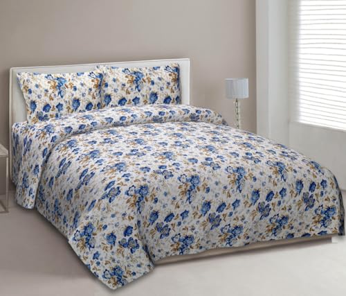 EasyGoods® Premium Floral Blue Anokhi Printed Cotton Bedsheet – Authentic Traditional Style - EasyGoods India