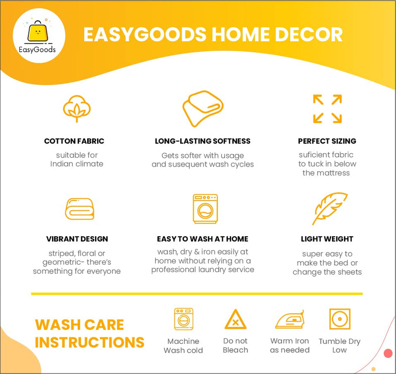 EasyGoods® 240 TC Pure Cotton Bedsheet