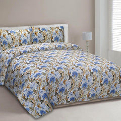 EasyGoods® Premium Nature Blue Anokhi Printed Cotton Bedsheet – Authentic Traditional Style - EasyGoods India