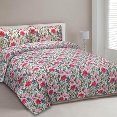 EasyGoods® Premium Nature Pink Anokhi Printed Cotton Bedsheet – Authentic Traditional Style - EasyGoods India