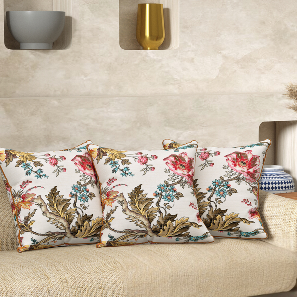 Brownie Red Anokhi Cotton Cushion Covers - 16x16 Inches