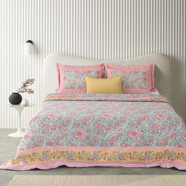 Jaipuri Cotton Bedsheet with a floral or traditional Rajasthani print in shades
