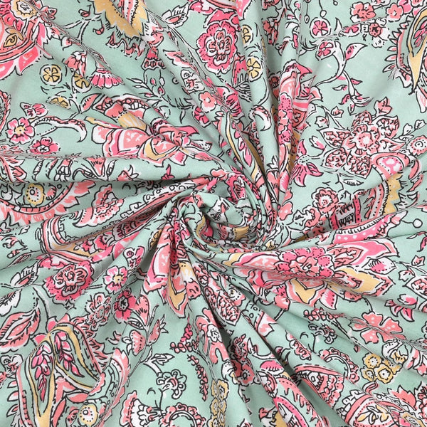 Jaipuri Cotton Bedsheet with a floral or traditional Rajasthani print in shades