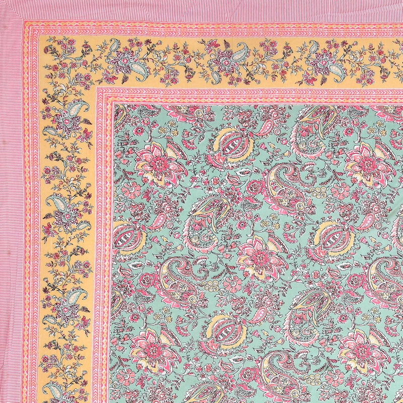 Jaipuri Cotton Bedsheet with a floral or traditional Rajasthani print in shades