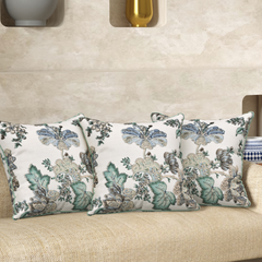 Floral Green Anokhi Cotton Cushion Covers - 16x16 Inches