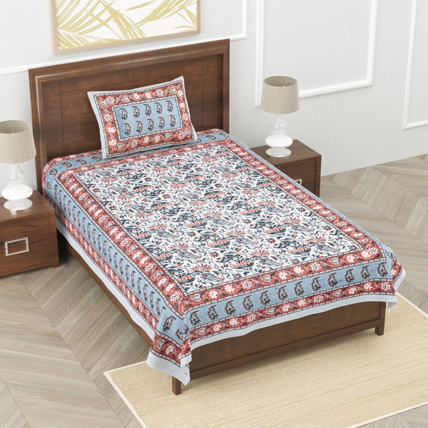 Aisha Ethnic Floral Bedsheet - Brown - EasyGoods India
