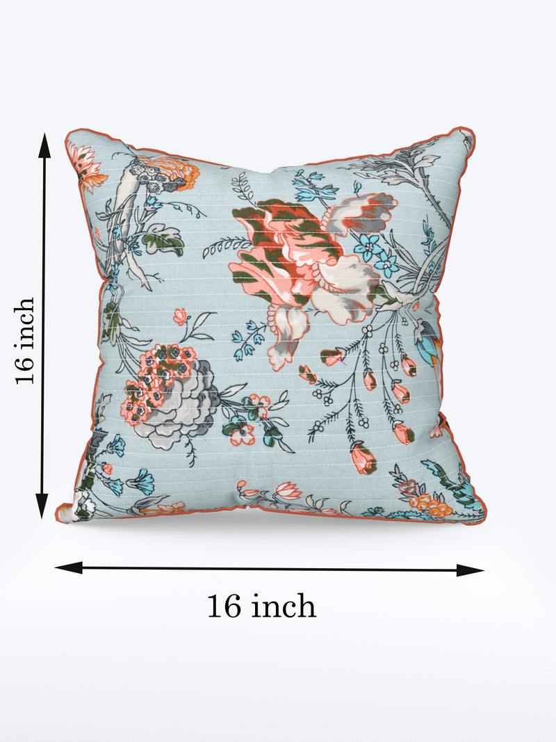 Aqua Blue Anokhi Cotton Cushion Covers - 16x16 Inches