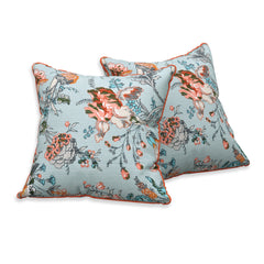 Aqua Blue Anokhi Cotton Cushion Covers - 16x16 Inches