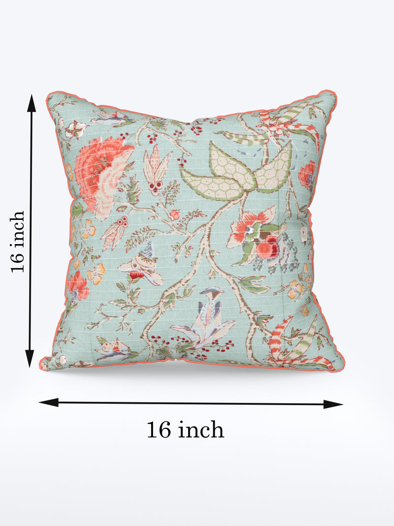 Sea Green Anokhi Cotton Cushion Covers - 16x16 Inches