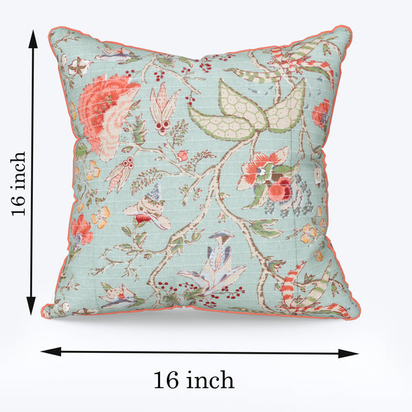 Sea Green Anokhi Cotton Cushion Covers - 16x16 Inches