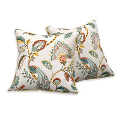 EasyGoods® 240 TC Pure Cotton Cushion Covers, (16x16 Inch) Jaipuri Anokhi Floral Prints, Premium Sofa and Bedroom Decor Accessories (Peacock Gold)