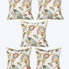 EasyGoods® 240 TC Pure Cotton Cushion Covers, (16x16 Inch) Jaipuri Anokhi Floral Prints, Premium Sofa and Bedroom Decor Accessories (Peacock Gold)