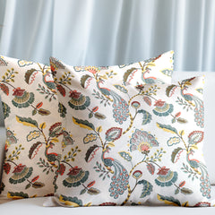 EasyGoods® 240 TC Pure Cotton Cushion Covers, (16x16 Inch) Jaipuri Anokhi Floral Prints, Premium Sofa and Bedroom Decor Accessories (Peacock Gold)