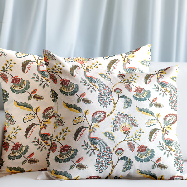 EasyGoods® 240 TC Pure Cotton Cushion Covers, (16x16 Inch) Jaipuri Anokhi Floral Prints, Premium Sofa and Bedroom Decor Accessories (Peacock Gold)